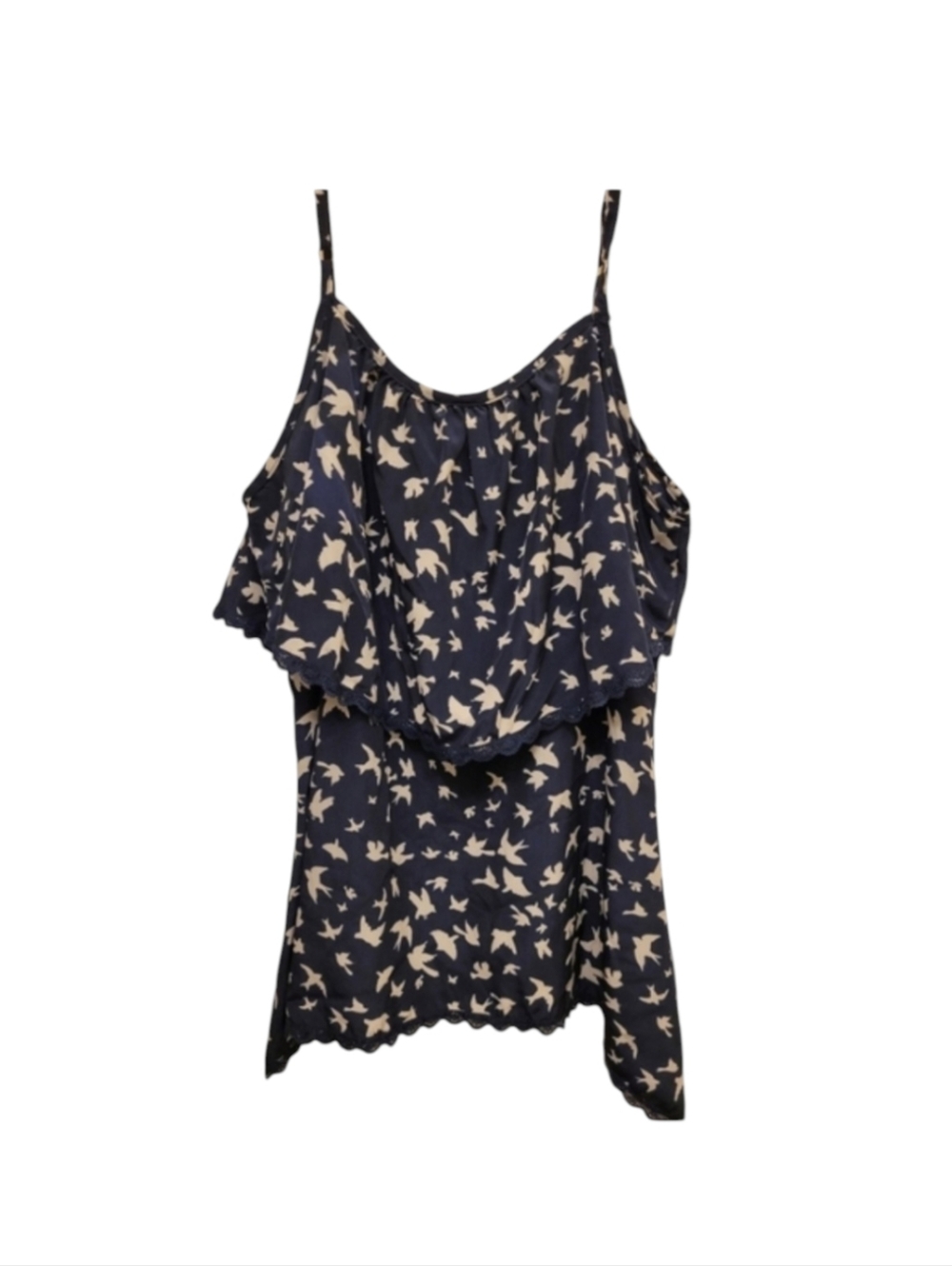 Vanity Blue Cream Lace Bird Dove Flutter Camisole Size Medium